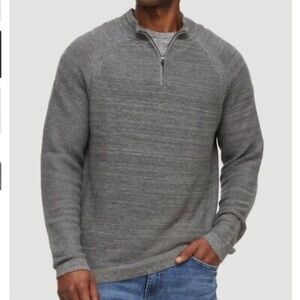Flag & Anthem Men’s Grey Quarter Zip Marled Knit Sweater NEW Medium Stripes Fall